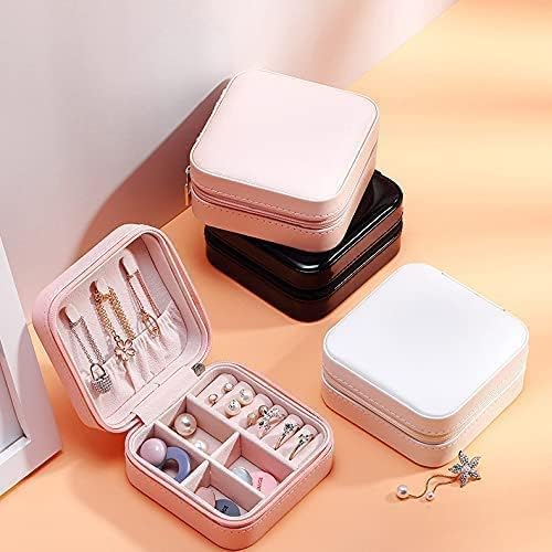 Image of Nibbler Pack of 2 Square Travel Jewellery Box for Women, Travel Earrings Organiser Box, Portable Jewellery Box Organisers for Rings, Earrings, Bracelets, Necklaces Decorative boxes