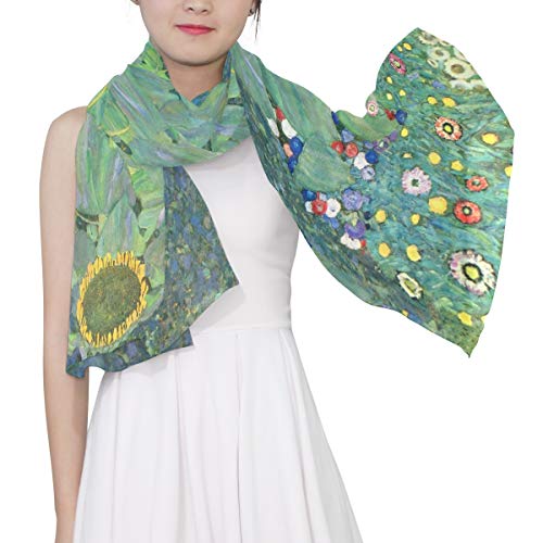 Scarfs for Women Gustav Klimt Farm Garden Sunflowers Lightweight Sunscreen Shawl Head Wraps4