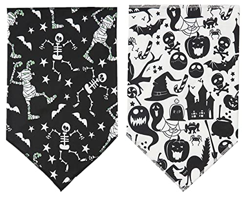 Halloween bandana for dogs, 2 pack white and black halloween dog scarf large 2 Halloween bandana for dogs, 2 pack white and black halloween dog scarf large - image 3