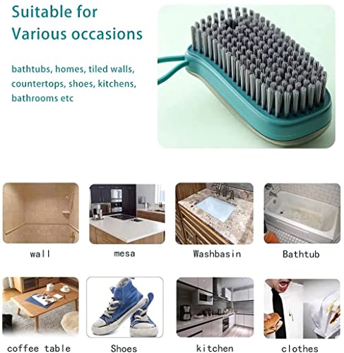 Image of YANCI Soap Dispenser Scrub Cleaning Dish Brush Set Household Cleaning Tools Washing Brush for Laundry Cloth Shoe, Good Scrubber Cleaner for Bathroom Kitchen Tub Shower Sink Carpet, Green