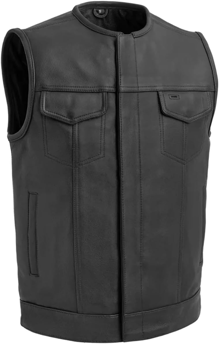 First Mfg Co - Highside - Men's Motorcycle Biker Riding Black Leather Vest