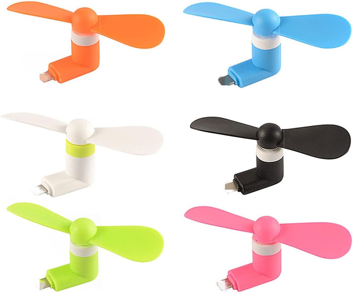 Mini Cell Phone Fan - Colorful and Powerful Fan Compatible for iPhone and iPad - Cell Phone Summer Accessories (6-Pack)