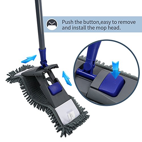 Masthome Microfiber Flat Mop, Dust Mop With 4 Washable Chenille And Microfiber Mop Pads, Wet And Dry Use, Professional Floor Mop For Hardwood Laminate Tile Vinyl Ceramic #TOP2