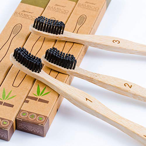 12 Individual Pack Premium Bamboo Toothbrush-All Natural Organic Waveform Toothbrushes With Charcoal Infused Bpa Free Medium Bristles, Teeth Whitening, Biodegradable Eco Friendly, Vegan, Kooler-Things #TOP4