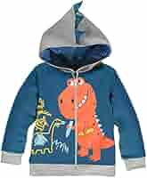 Giacca Con Cappuccio Per Bambini - Felpa Con Stampa Dinosauro, Cotone, Per 1-8 Anni - Foto 4