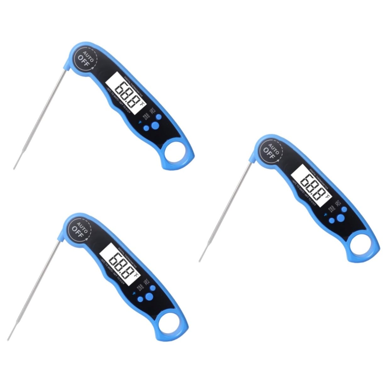 MAGICLULU 3piezas Termómetro Digital Instantáneo Para Cocina Con Retroiluminación y Calibración Azul Para Medición Rápida De Carnes y Alimentos