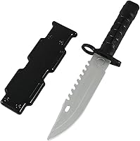 Vista 1 de Zonzxcv Cuchillo de utilería de juguete para niños, cuchillo falso seguro para fiesta de Halloween, 10 pulgadas (negro con vaina)