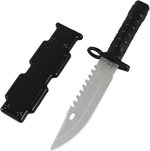 Zonzxcv Cuchillo de utilería de juguete para niños, cuchillo falso seguro para fiesta de Halloween, 10 pulgadas (negro con vaina)