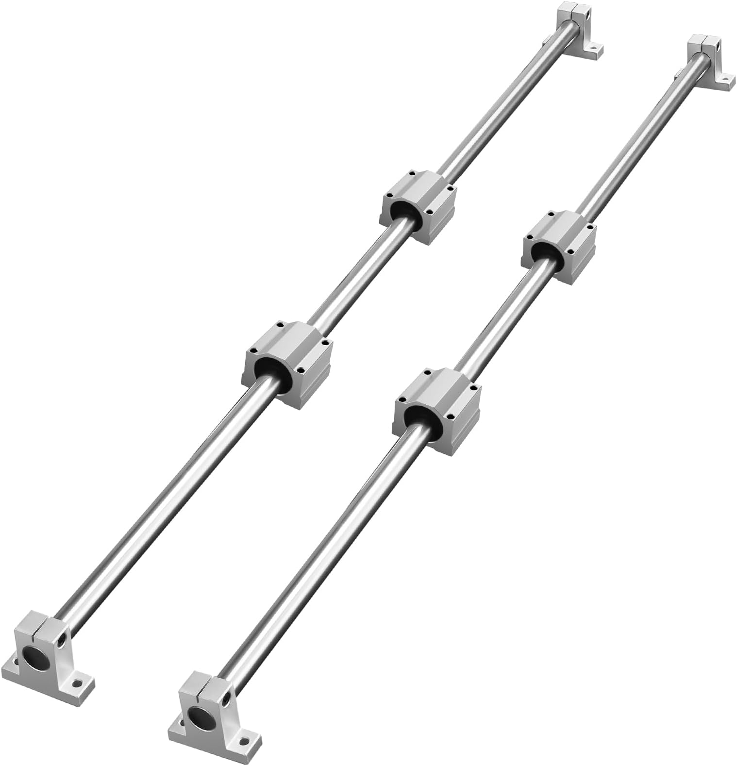 VEVOR Linear Rail Slide SFC20-1200mm 2 PCS 47.2 in/1200mm SFC20 Guide Rails 4 PCS SC20 Slide Blocks 4 PCS Rail Supports Linear Rails and Bearings Kit for Automated Machines CNC DIY Project