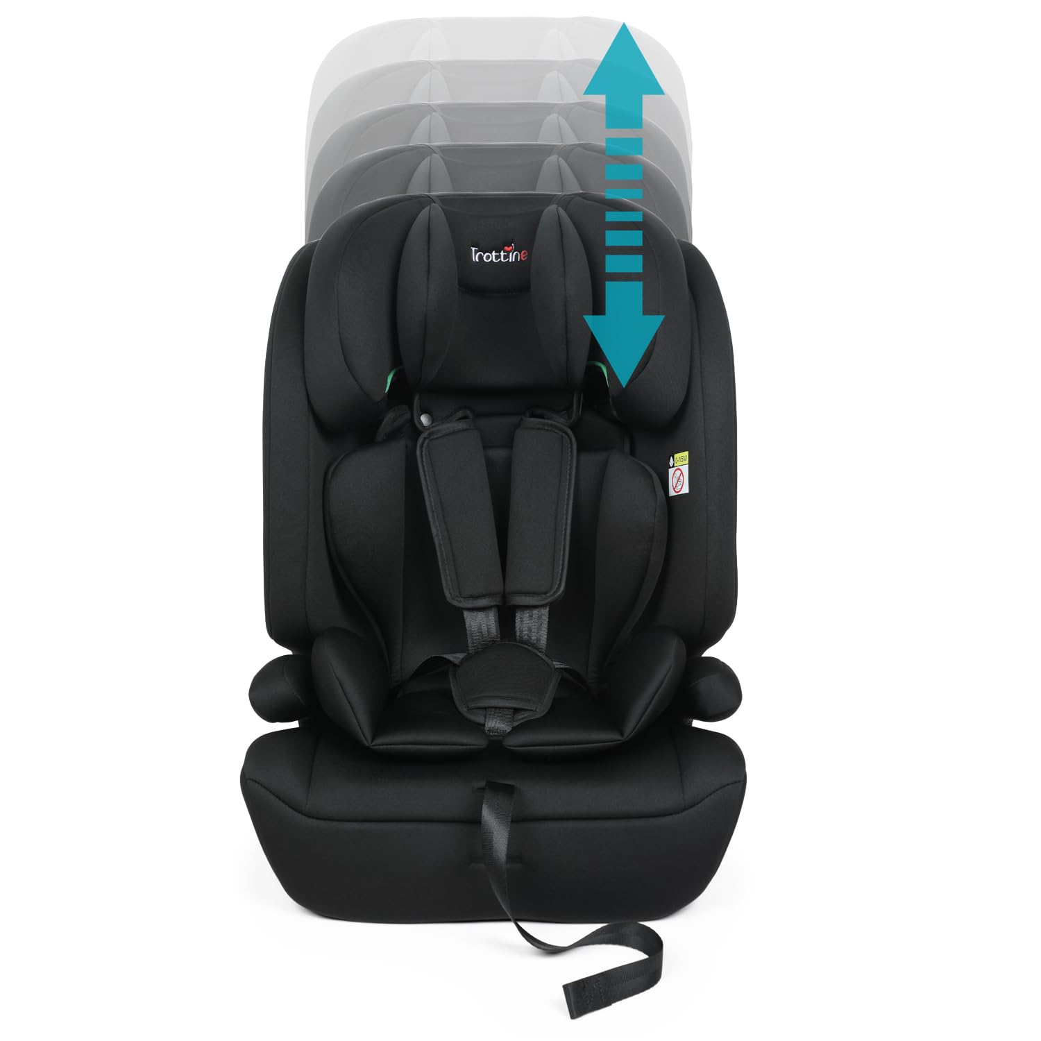 YORK Siège Auto Rehausseur I-Size 76-150 cm, Longue Durée, Évolutif, Équivalent Groupe 1/2/3, 9-36 kg, 15 Mois-12 Ans, Ceinturé, Réglable en Hauteur, Harnais Escamotable, Inclinable – Shadow