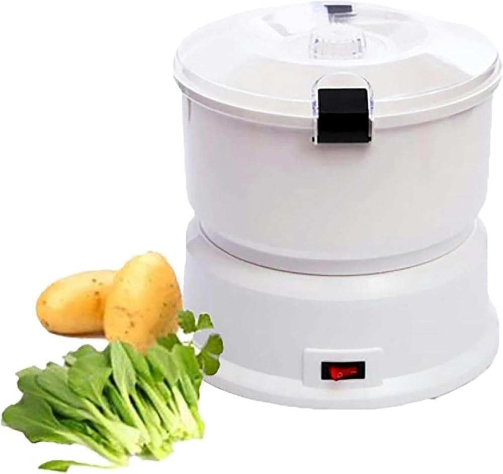 Elektryczna obieraczka do ziemniaków z obrotnicą do sałatek – wydajna obieraczka o pojemności 1 kg, z obrotową blokadą bezpieczeństwa dla bezpiecznej pracy