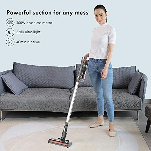 Cordless Vacuum Cleaner, 300W Powerful 