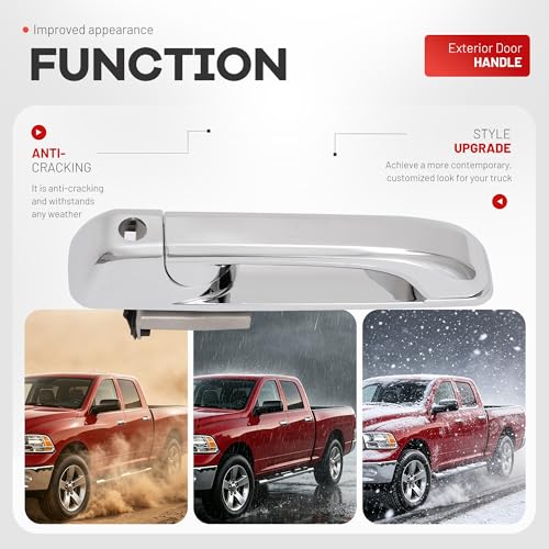 ALMULOO Chrome Front Left Door Handle Compatible with 2009-2010 Dodge Ram & 2011-2025 Ram 1500/Classic/2500/3500, ABS Plastic Replacement Handles by ALMULOO - Used condition - Image 5