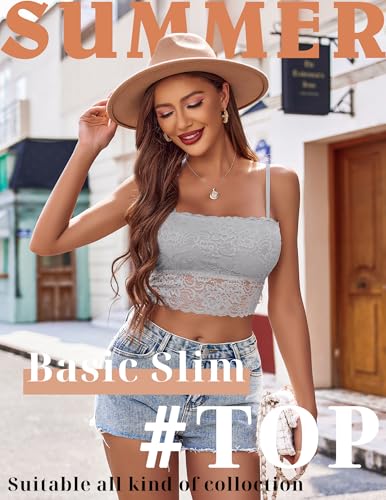 Image of Avidlove Bralettes for Women Lace Spaghetti Strap Tank Top Tube Slim Basic Camisole