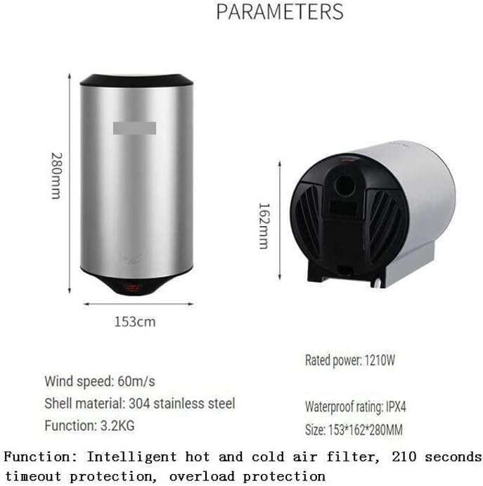 Hand Dryer Automatic Hand Dryer Sensor Household Hotel Hand-Drying Device Bathroom Hot Air Electric Heater Wind for Toilets CommercialHousing,Silver-Type