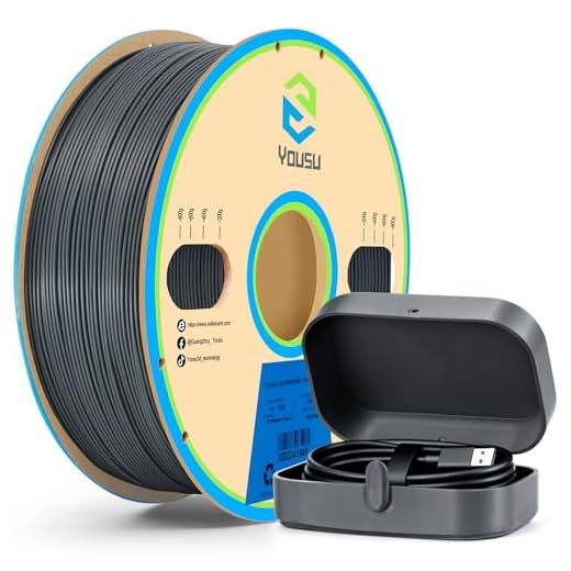 YOUSU Polypropylene PP Filament, 1.75mm 3D Printer Filament for FDM 3D Printers, 1kg (2.2lbs) 5 Pcs Build Sheet Included, Semi-Flexible Ultra Tough Filament, Grey