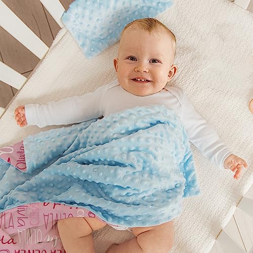 Image of Custom Baby Blanket - Personalized Names Design - Soft Plush Blanket with Double Layer Dotted Backing for Boys Girls Color19(47x60 inches)