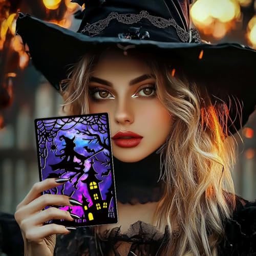 DELORIGIN Matrizes de corte de moldura de bruxa para fazer cartões, estêncil, cartões de metal, reco