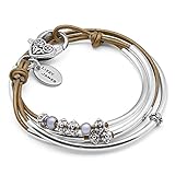 Mini Charmer with Freshwater Pearls Silver Wrap Bracelet Choose Your Leather Color (Metallic Broze, LARGE)