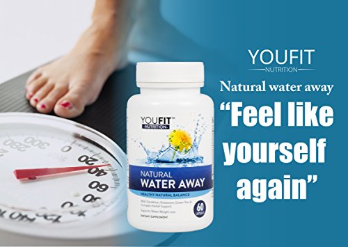 YouFit Nutrition Water Away Pills, Diuretics for Water Retention and Balance Support, Natural Diuretic Water Pills, Herbal Supplement w/Dandelion, Green Tea, Vitamin B & More, Cleanse Detox 60 Caps - Image 4