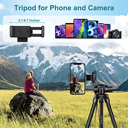 Image of JOILCAN Phone Tripod, 68 inch Tripod for Phone Stand Video Recording Photos, Travel Floor Tripods Compatible with iPhone Canon Nikon DSLR, Cell Phone Tripods with Remote /Travel Bag