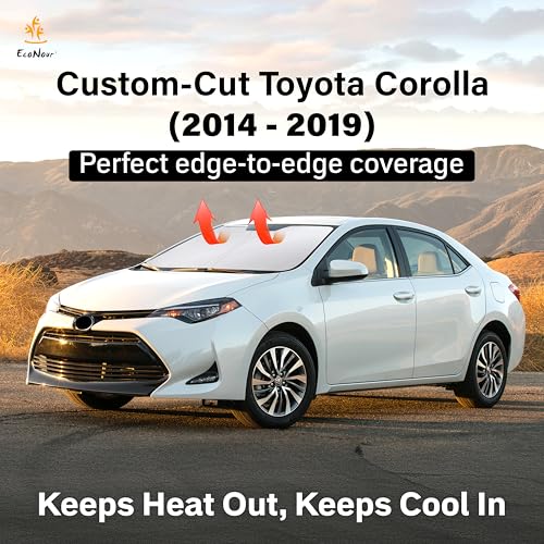 Image of EcoNour Windshield Sunshade Compatible for Toyota Corolla 2014-2017 2018 2019 L, LE (Eco /Plus), S, SE, XLE, XSE Sun Visor for Front Windshield & Window Sun Shade Cover, UV Blocker, Car Accessories