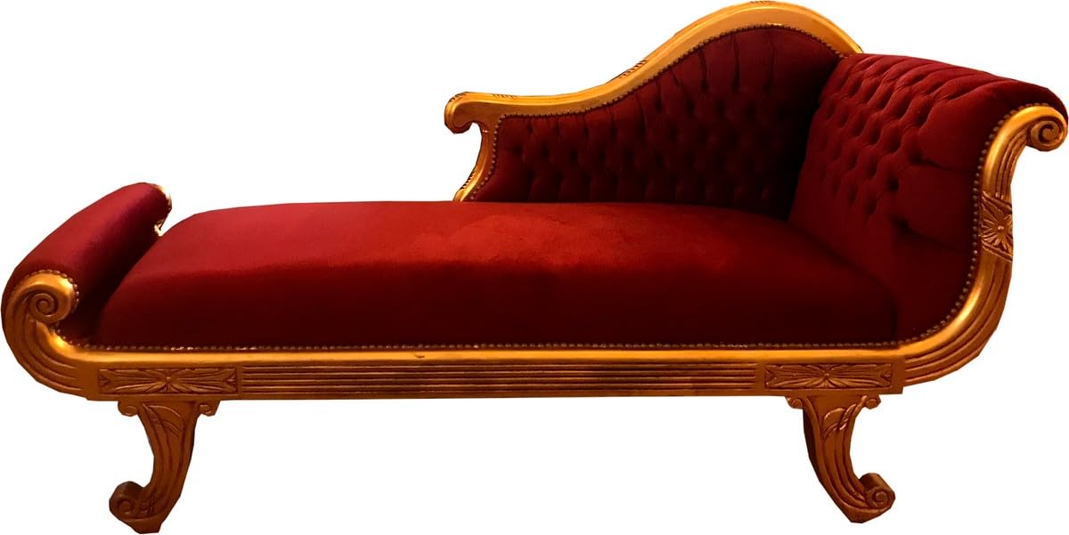 Casa Padrino Szezlong barokowy model XXL czerwony bordowy/złoty antyczny styl - meble do salonu szezlong