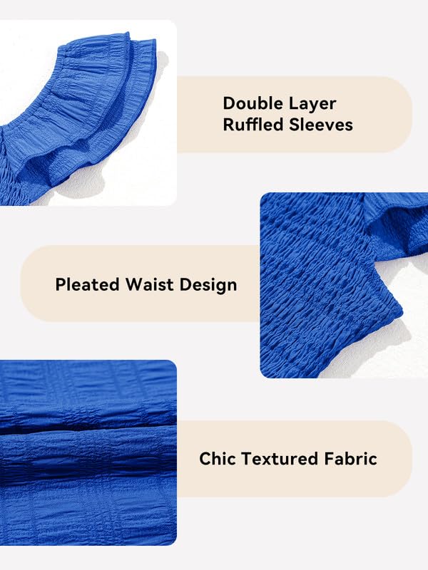 Girls Summer Dresses Cute Double Layer Ruffle Sleeve Smocked Flowy Dress 6-15 Years4