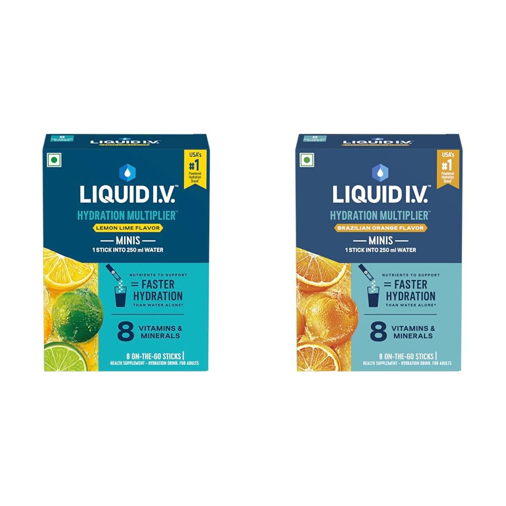 LIQUID I.V. Mini Hydration Multiplier- Lemon Lime| Pack Of 8| Sodium & Potassium| Electrolyte Drink Mix| Easy Mix Sticks| No Artificial Sweeteners| No Caffeine| Hydration Drink| Half-image-40