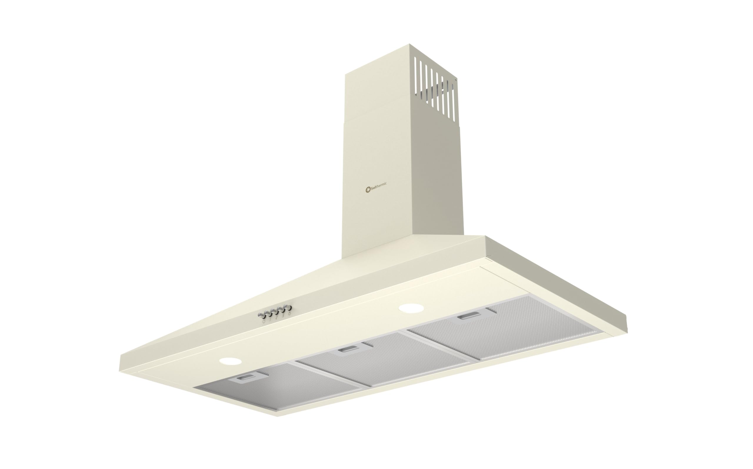 SOLTHERMIC CAMPANA EXTRACTORA 500 M/h TIPO PIRAMIDAL 8923 CREMA 90 CM ANCHO / 3 NIVELES DE POTENCIA/gran POTENCIA y SILENCIOSO/LUZ LED, FILTROS DE ALUMINIO