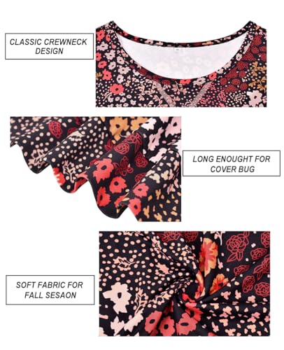 Image of CARCOS Plus Size Tops for Women Color Block Flower /Striped /Camo Crew Neck Long Sleeve Tee Shirt