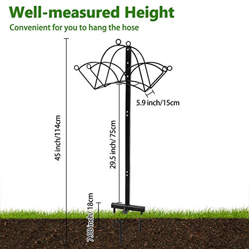 Rocinha Garden Hose Holder for Outside, Heavy Duty Metal Water Hose Holder Hanger, Detachable Hose Storage Stand Rack for Yard, Lawn, Bright Black - Thumbnail 5