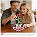 HitToys Rose Valentines Flower Building Blocks Set, 281+PCS Red Bouquet Flowers Mini Blocks Kit Birthday Gifts for Adult Women Teens Indoor Home Office Valentine's Day Decor