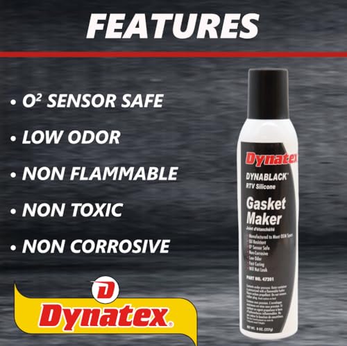 Image of Dynatex DynaBlack RTV Silicone Gasket Maker 8oz Auto Can - 500F High Temperature, Sensor Safe, Low Odor, and Non-Corrosive Silicone Sealing Compound Made in the USA (12-Pack)