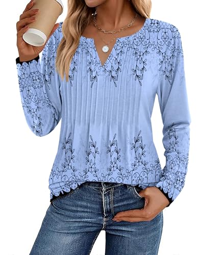 Zeagoo Long Sleeve Shirts for Women – Boho V‑Neck Tunic Tops