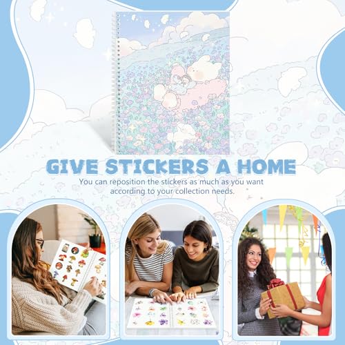 YUATCYA Álbum Reutilizable Grande 8.5x11 para Colección y Almacenamiento de Stickers, Azul | Cuaderno Organizador con 40 Hojas de Papel de Desprendimiento Tamaño Carta para Adultos (Hillside) miniatura 5