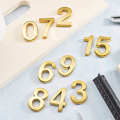 Hotop 20 Pieces Mailbox Numbers For House Outside 0-9 Door Numbers, Room Number Door Signs Self Adhesive Door Address Number Sticker Room Number For Office Wall Apartment Decorative (Gold,3'') #TOP5