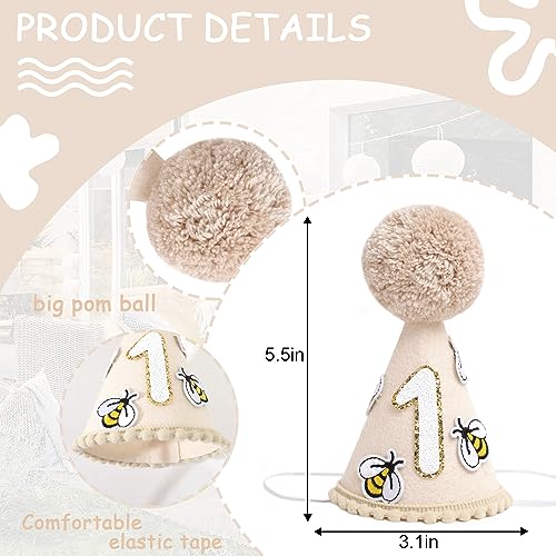 Bee-Themed First Birthday Decorations for Baby Boy - Yellow Crown, Hat, and Photo Props