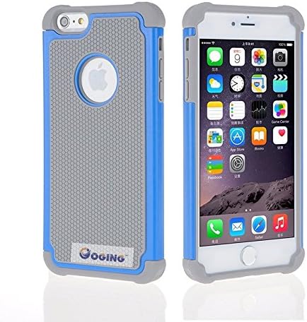 iPhone 6 Case,iPhone 6S Case,GOGING Impact Resistant Double Layer Shockproof Hard Shell Case Compatible for Apple iPhone 6/6S 4.7 inch (Gray-Blue)
