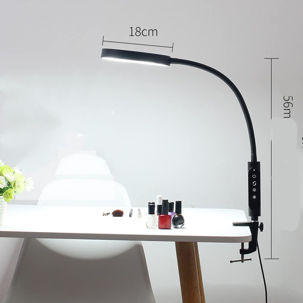 Klemmlampe LED Schreibtischlampe 12W Leselampe Flexibles Klemmlicht 3 Farb & 5 Helligkeitsstufen Schwanenhals Klemmleuchte für Schlafzimmer Augenpflege Büro Tischlampe Schwarz
