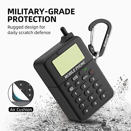 Sunguy Silicone Airpods Case Cover, Classic 3D Cute Mobile Phone Design Soft Protective Skin Funny With Carabiner For Apple Airpods 2 & 1 Charging Case #TOP2