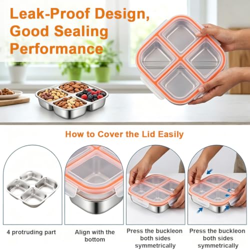 Image of Supvox Snack Box for Kids, Stainless Steel Bento Box Leak Resistant