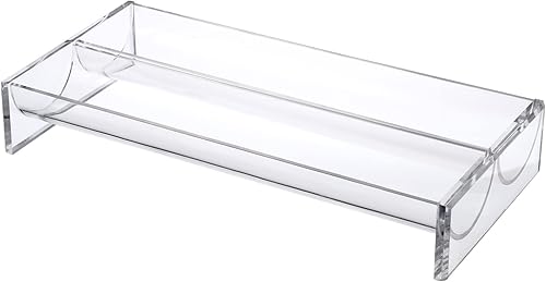 KVMORZE Bandeja transparente de 12 pulgadas para servir galletas, bandeja transparente de exhibición de macarrones, soporte rectangular para