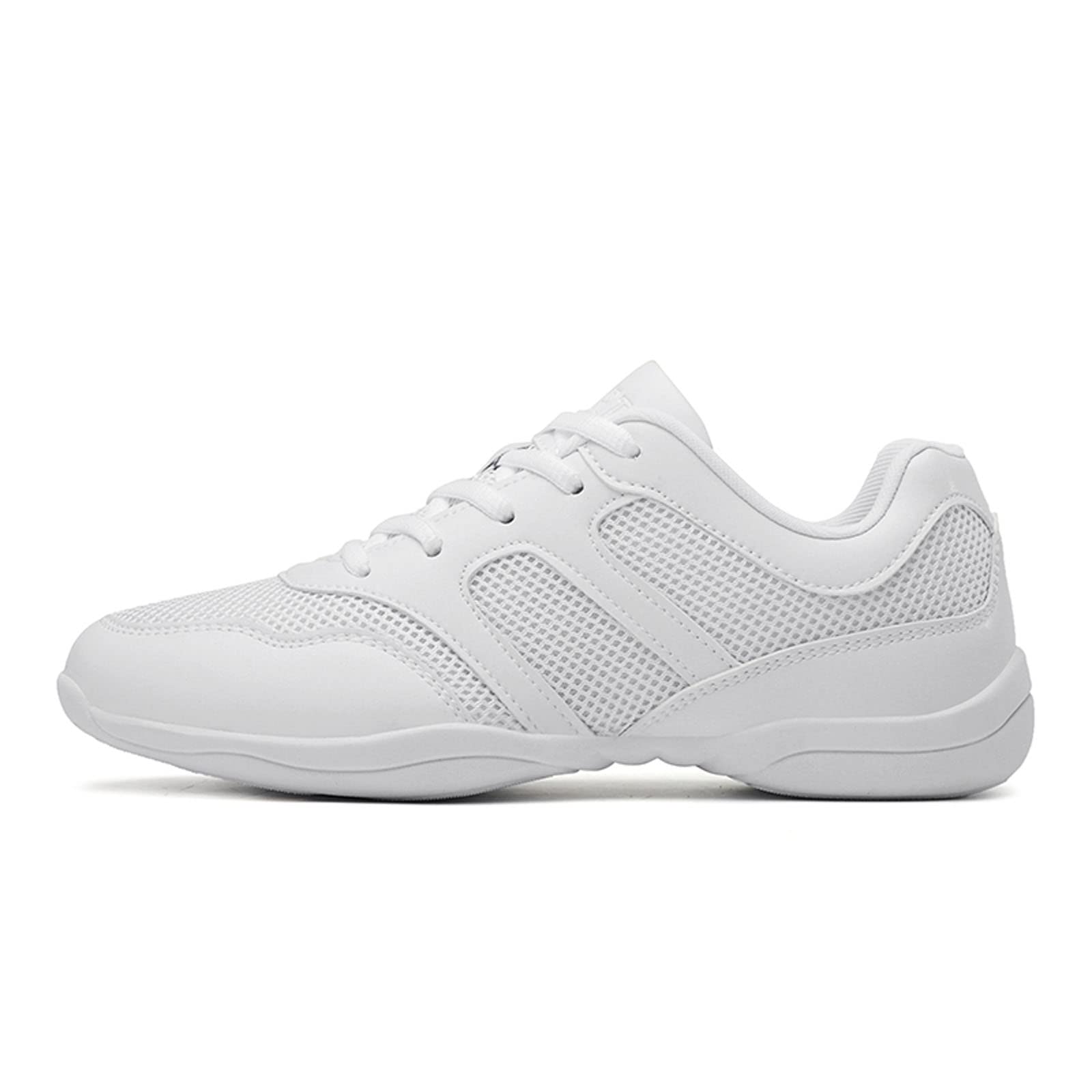 YUKTOPA Scarpe da cheerleading da donna, bianche, con lacci, scarpe da ginnastica aerobica, ginnastica, danza, scarpe sportive di squadra, bianco, 38.5 EU