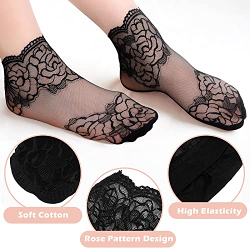 Geyoga 12 Pairs Women's Lace Ankle Socks Mesh Lace Fishnet Ankle Socks for Accessories Dress3