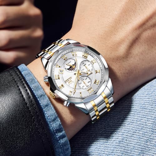 Image of OLEVS Men Watch Business Dress Diamond Luxury Watch Luminous Easy to Read Date Waterproof Stainless Steel Quartz Analog Simple Dress Watch