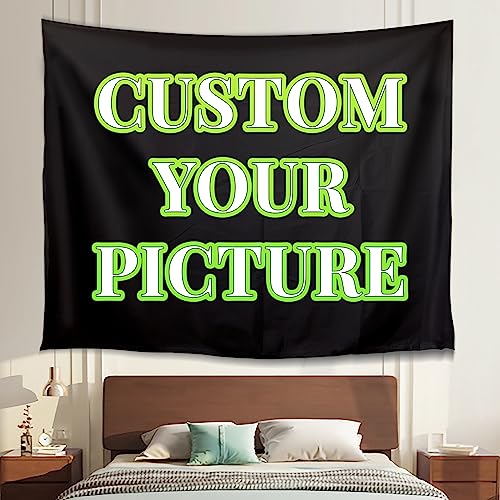 VICVIK Custom Wall Tapestry Hanging for Bedroom, Personalised Wedding Graduation Backdrop with Photo Text, Wall Tapestry Bedroom for Room Decor Wedding Family Memorial Gift