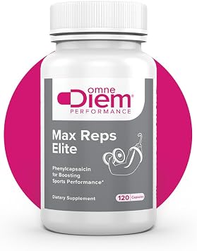 Omne Diem Max Reps Elite Capsules - Phenylcapsaicin Sports Performance Dietary Supplement - Supports Maximum Workout and Recovery & Reduces Fatigue - for Men & Women - 120 ct