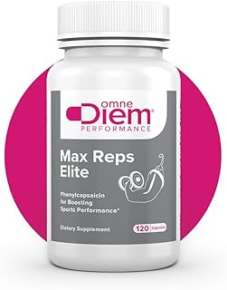 Omne Diem Max Reps Elite Capsules - Phenylcapsaicin Sports Performance Dietary Supplement - Supports Maximum Workout and Recovery & Reduces Fatigue - for Men & Women - 120 ct