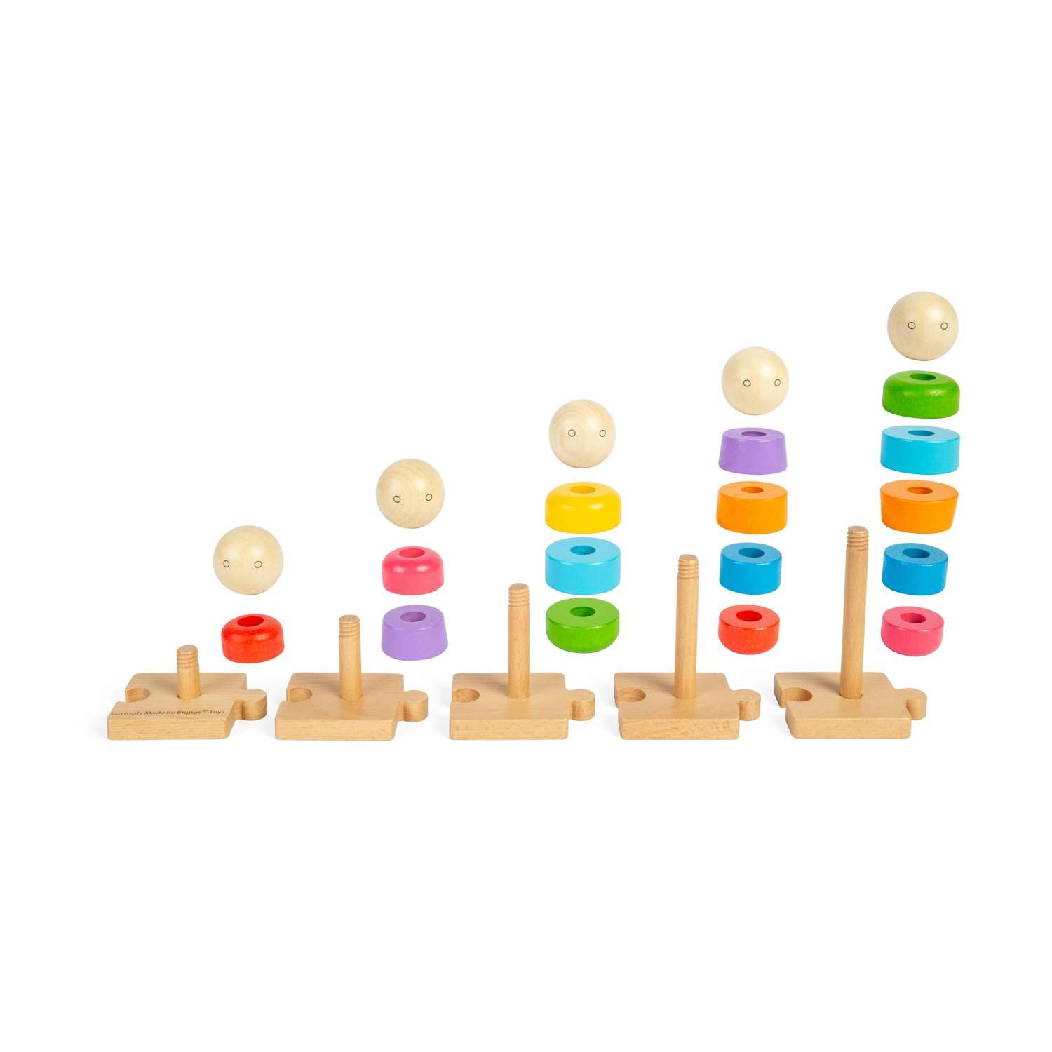 Bigjigs Toys Rainbow Family – Holz-Montessori-Stapelspielzeug, pädagogische Aktivität für frühes Lernen, umweltfreundliche Geschenke für Babys und Kleinkinder, ab 12 Monaten, 25 Stück